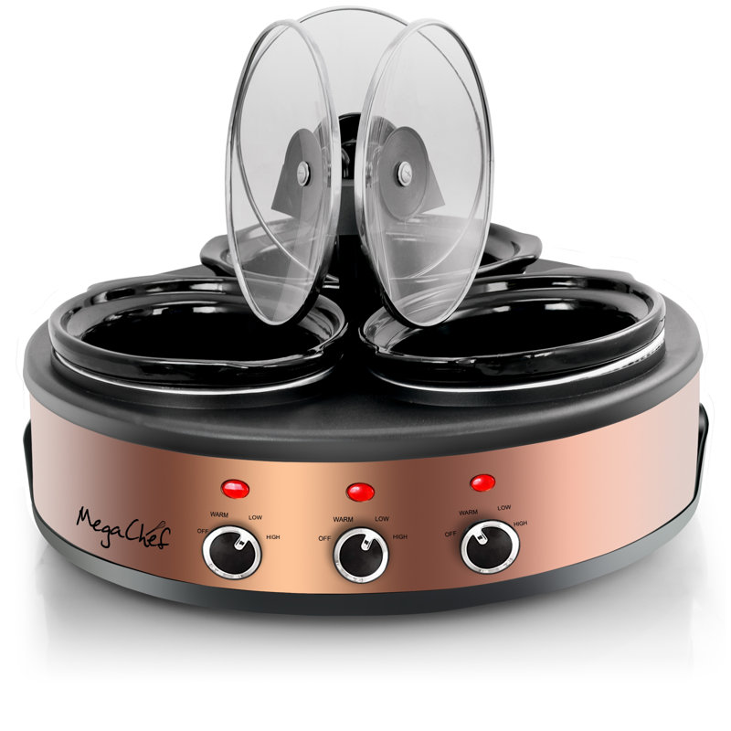 Mega Chef Qt. Round Triple Slow Cooker and Buffet Server & Reviews